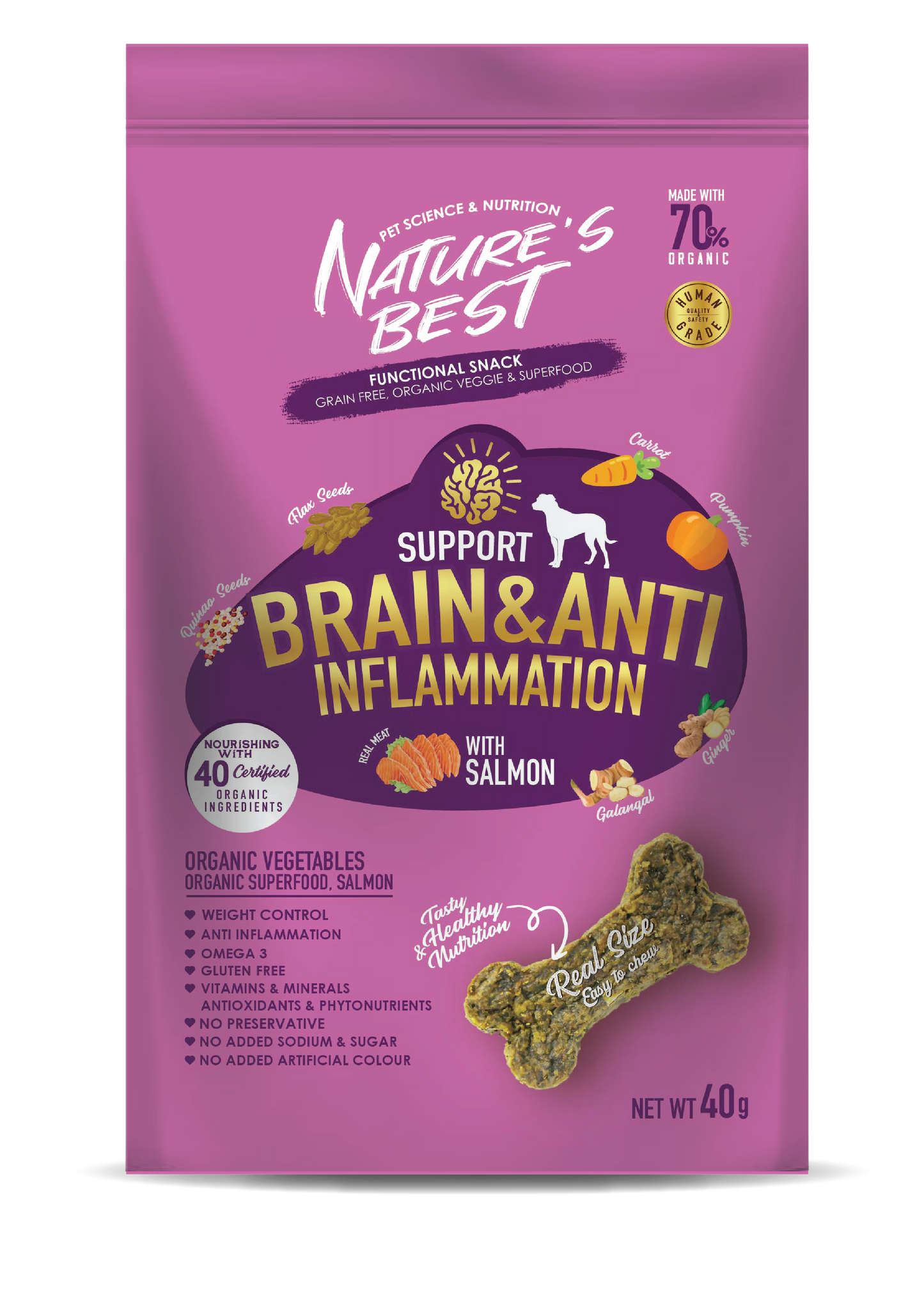 Nature's Best Brain & Anti-Inflammation Salmon Grain-Free Dog Treats