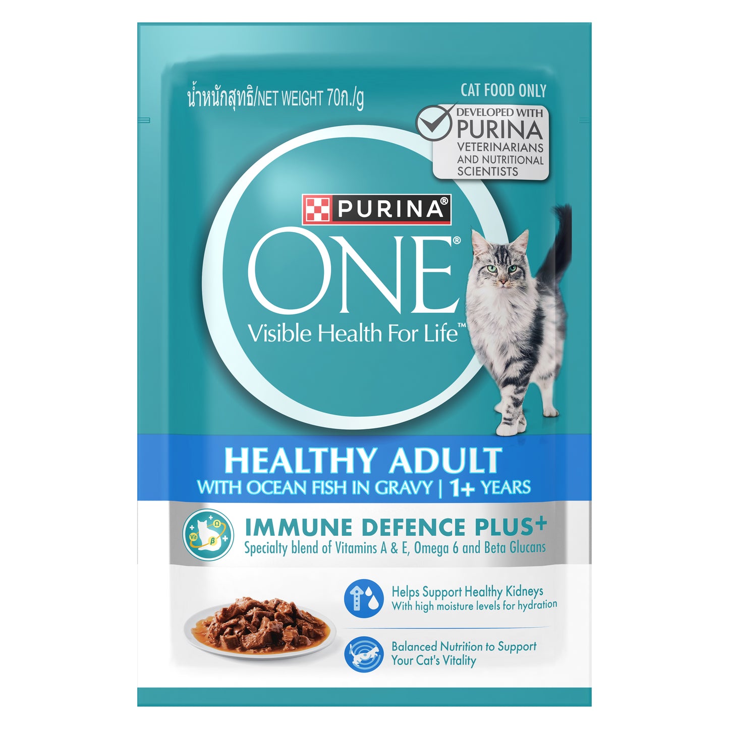 Purina One Healthy Adult Cat Ocean Fish Wet Pouch