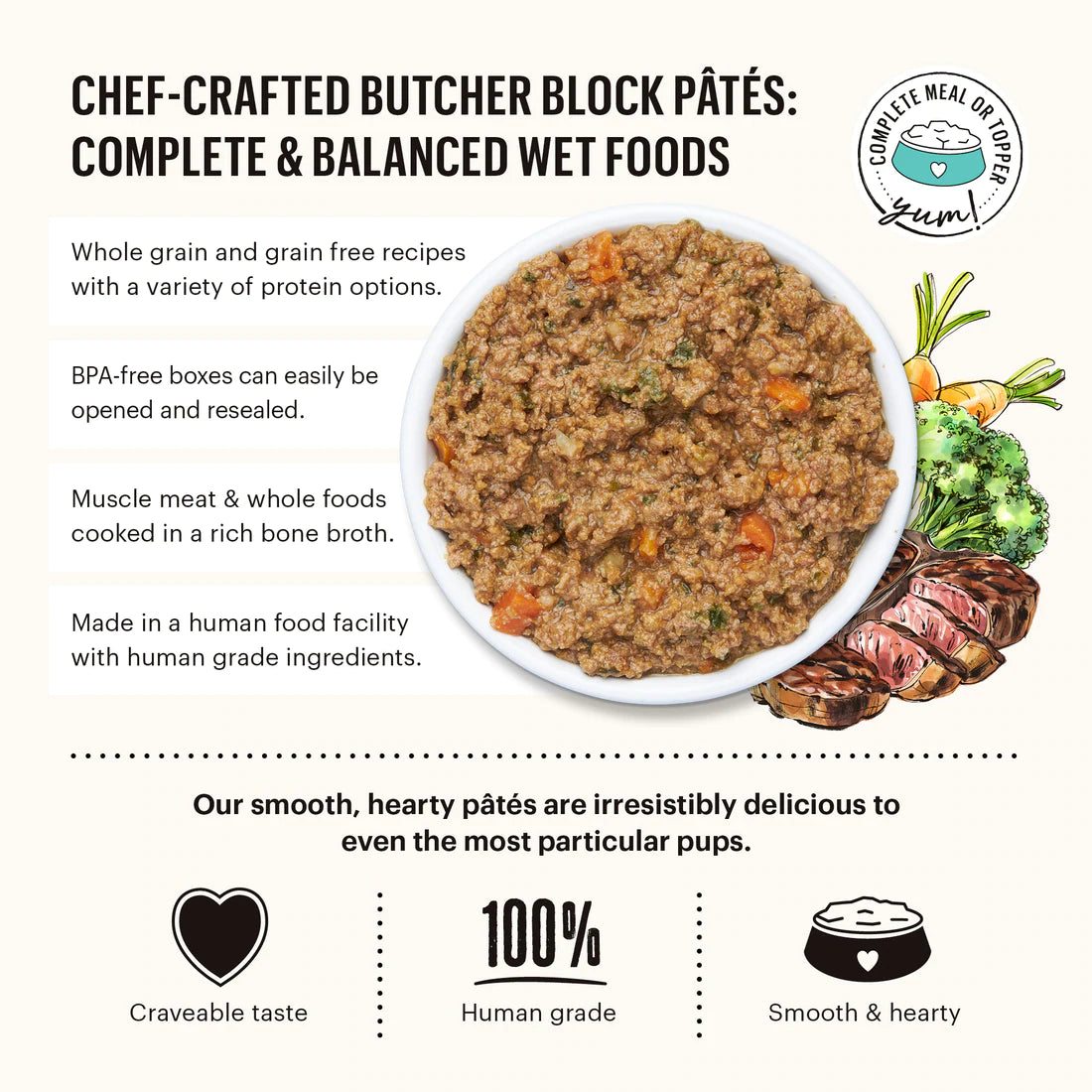 The Honest Kitchen Butcher Block Pate Wet Food - Turkey, Duck & Root Veggies Pate