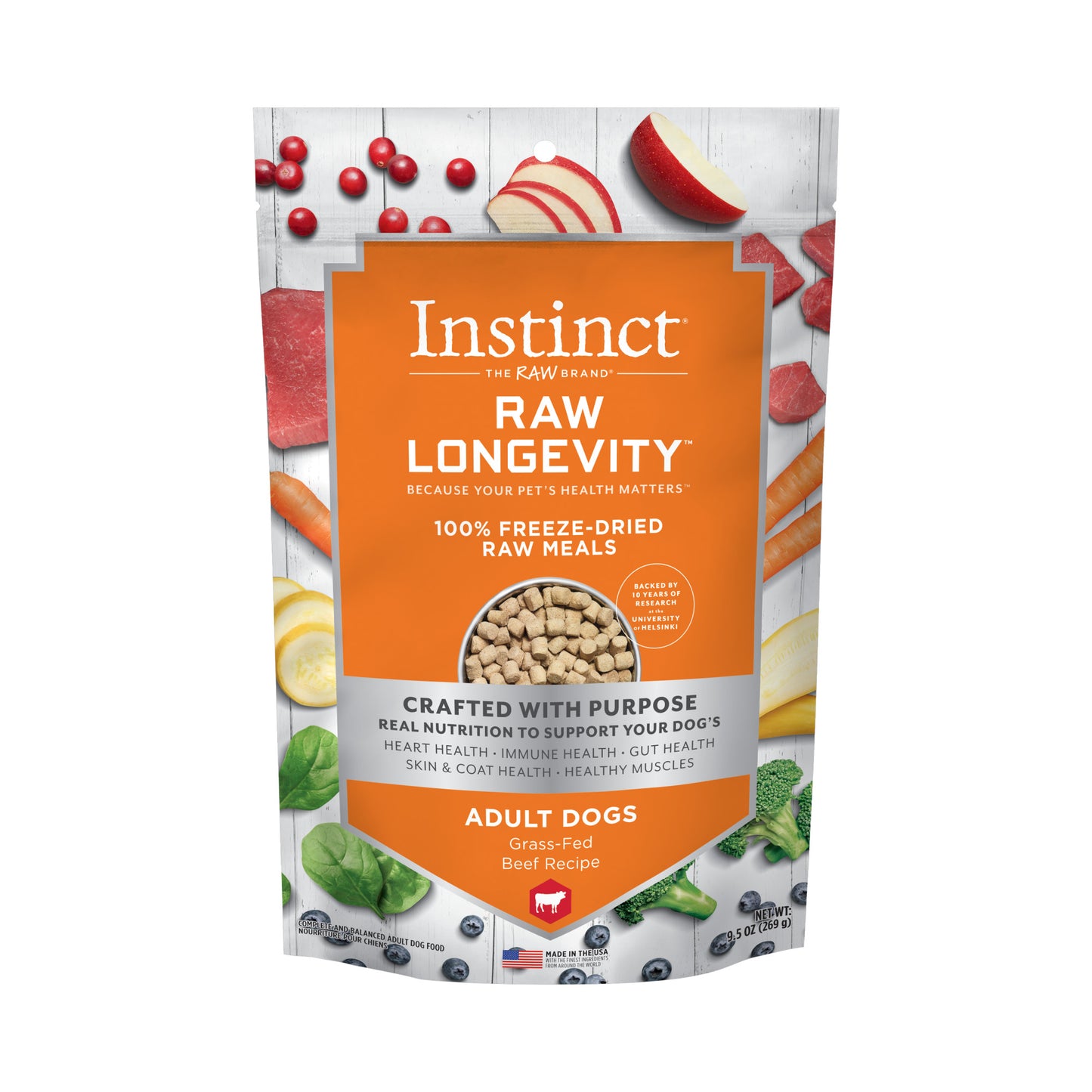 Instinct® Raw Longevity™ 100% Freeze-Dried Raw Meals Grass-Fed Beef Recipe for Dogs