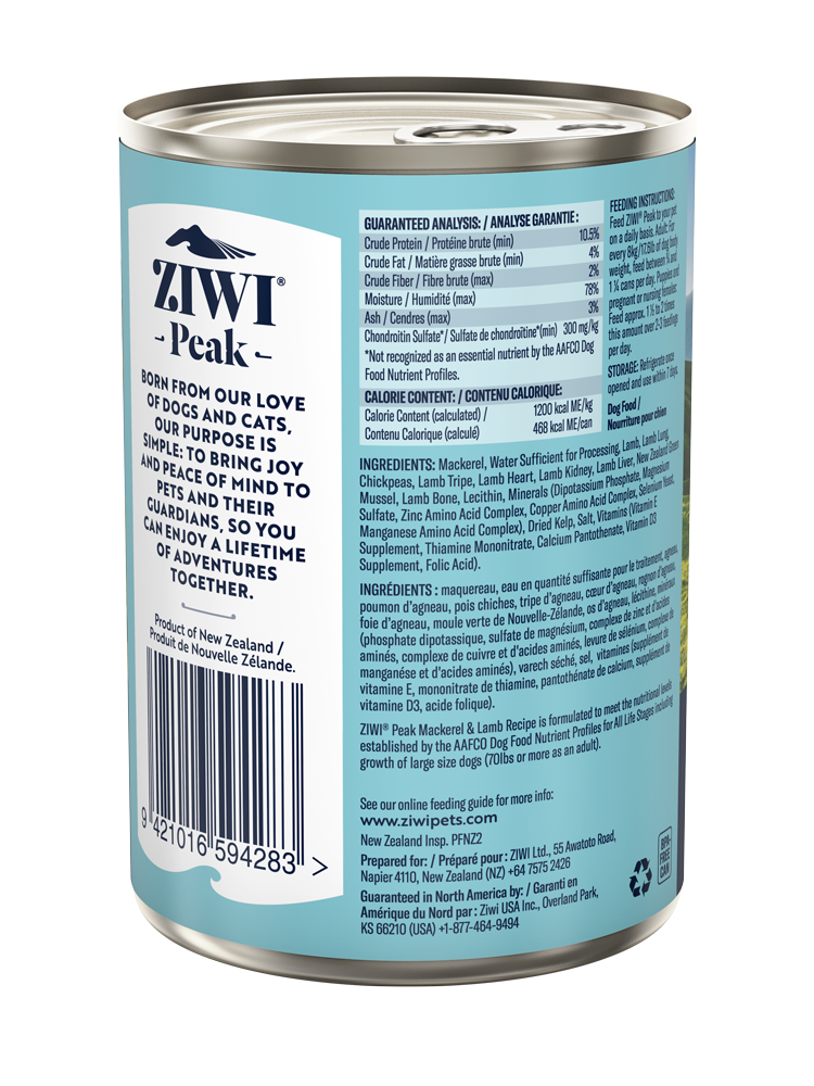 ZIWI Peak Mackerel & Lamb Canned Dog Food